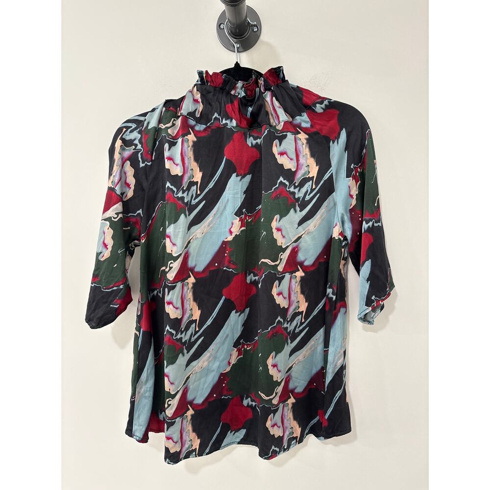 Never a Wallflower Silk Blend Short Sleeve Blouse Size S - Picture 2 of 5